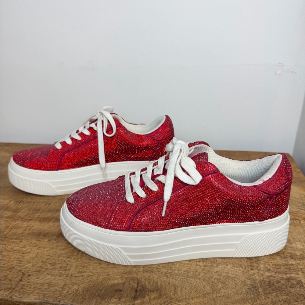 Jessica Simpson Red Sparkle Sneakers